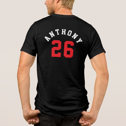 Simple Double-Sided Baseball Parent Kid Name Tri-Blend Shirt (Achterkant)