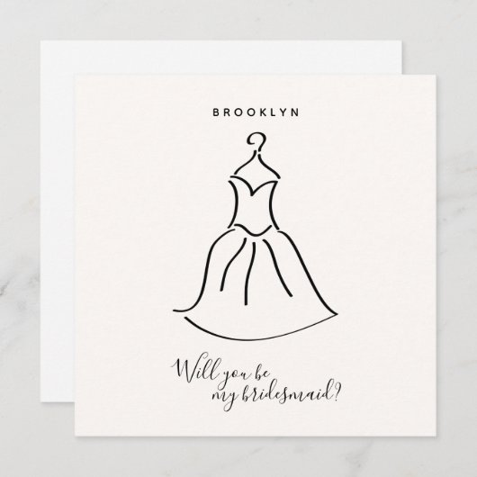 Simple Dress Bridesmaid-Kaart (Voorkant / Achterkant)