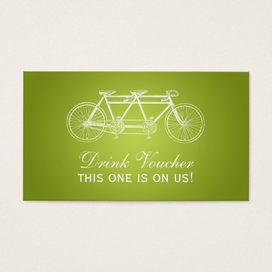 Simple Drink Voucher Tandem Bike Lime Green Visitekaartjes (Voorkant)