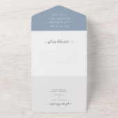 Simple Dusty Blue 2 Photo RSVP Wedding All In One Uitnodiging (Buitenkant)