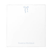 Simple Dusty Blue Bow Script Custom Name Script Notitieblok (Voorkant)