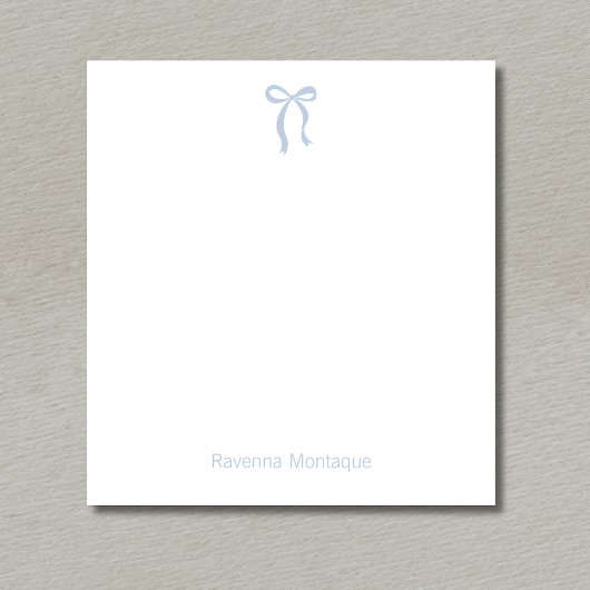 Simple Dusty Blue Bow Script Custom Name Script Notitieblok