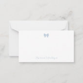 Simple Dusty Blue Chic Bow Handwritten Name Notitiekaartje (Voorkant)