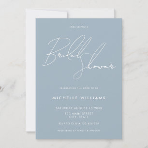 Simple Dusty Blue Elegant Script-Vrijgezellenfeest Kaart