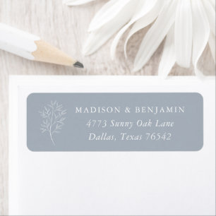 Simple Dusty Blue Elegant Wedding Return-adres Etiket