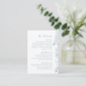Simple Dusty Blue Floral Garden Wedding Details Informatiekaartje (Staand voorkant)