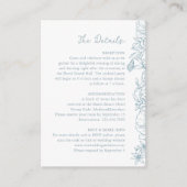 Simple Dusty Blue Floral Garden Wedding Details Informatiekaartje (Voorkant)