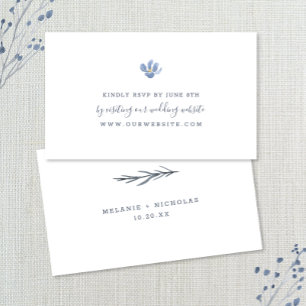Simple Dusty Blue Flower bruiloft RSVP online Informatiekaartje