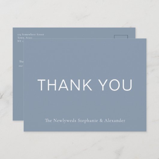 Simple Dusty Blue Hartelijk dank Briefkaart (Voorkant / Achterkant)