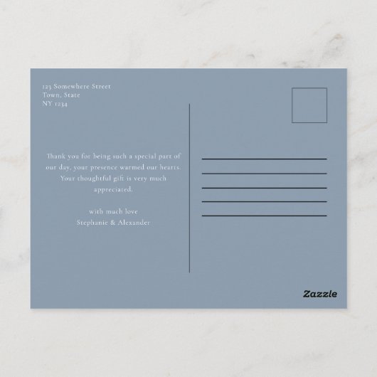 Simple Dusty Blue Hartelijk dank Briefkaart (Achterkant)