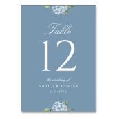 Simple Dusty Blue Hydrangea Wedding Table Number Kaart (Achterkant)