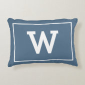 Simple Dusty Blue Initiaal Monogram Accent Kussen (Voorkant)