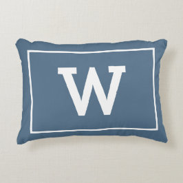 Simple Dusty Blue Initiaal Monogram Accent Kussen