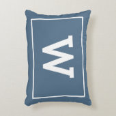 Simple Dusty Blue Initiaal Monogram Accent Kussen (Voorkant(Verticaal))