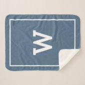 Simple Dusty Blue Initiaal Monogram Sherpa Deken (Voorkant (horizontaal))