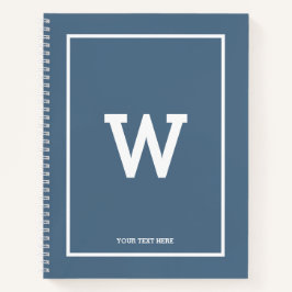 Simple Dusty Blue Initiaal Monogram Sketchbook Notitieboek