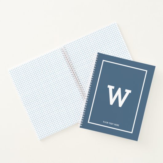Simple Dusty Blue Initiaal Monogram Sketchbook Notitieboek (Binnen)