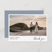 Simple Dusty Blue Landscape Photo bruiloft Bedankkaart (Voorkant / Achterkant)
