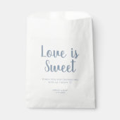 Simple Dusty Blue Love is Sweet Script Weduwen Bedankzakje (Voorkant)