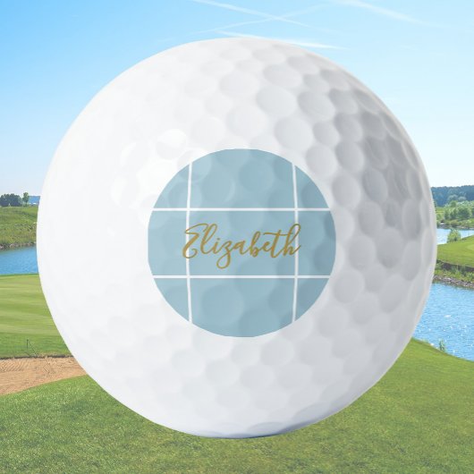 Simple dusty blue minimalist custom name ladies golfballen