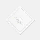Simple Dusty Blue Monogram Crest Wedding Servet (Hoek)