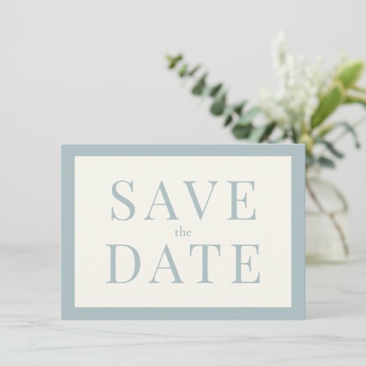 Simple Dusty Blue Save the Date Kaart (Staand voorkant)