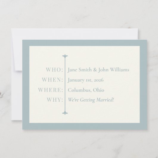Simple Dusty Blue Save the Date Kaart (Achterkant)