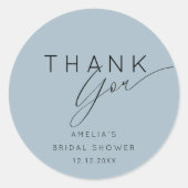 Simple Dusty Blue Thank You Bridal Shower  Ronde Sticker (Voorkant)