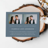 Simple Dusty Blue Two Photo Wedding Kaart