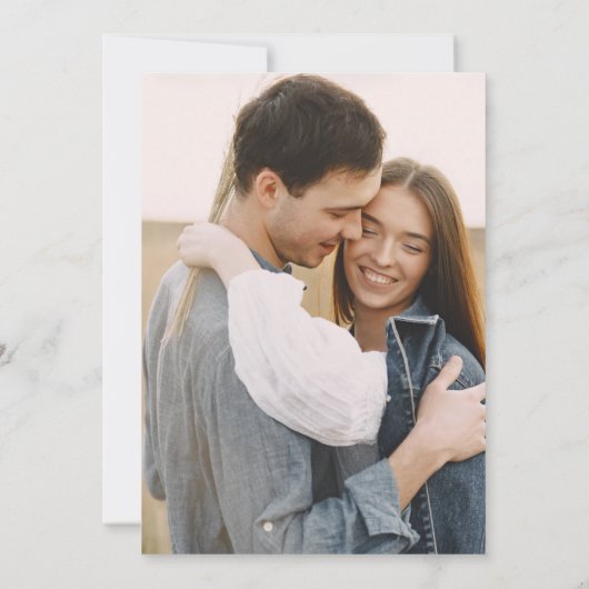 Simple Dusty Blue Typography Weddenfoto Save The Date (Achterkant)