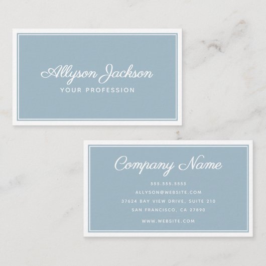 Simple Dusty Blue Visitekaartje (Voorkant / Achterkant)