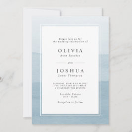 Simple Dusty Blue Waterverf Ombre Wedding Kaart