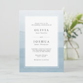 Simple Dusty Blue Waterverf Ombre Wedding Kaart (Staand voorkant)