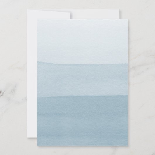 Simple Dusty Blue Waterverf Ombre Wedding Kaart (Achterkant)