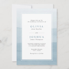 Simple Dusty Blue Waterverf Ombre Wedding Kaart