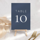 Simple Dusty Navy Blue Wedding Table Number Kaart