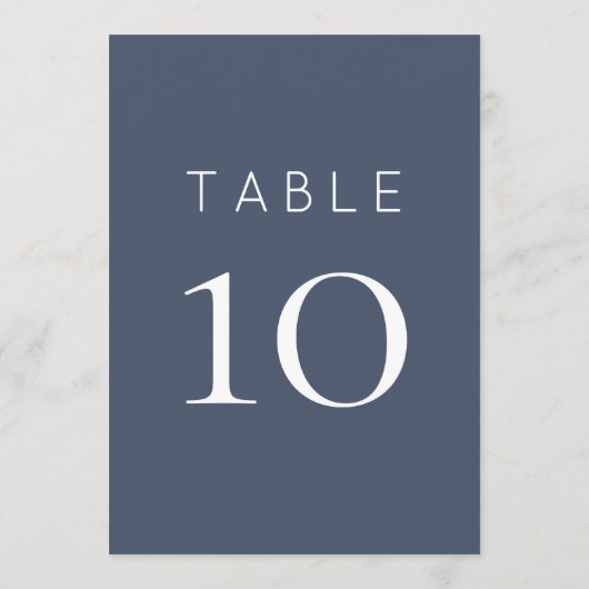 Simple Dusty Navy Blue Wedding Table Number Kaart (Achterkant)