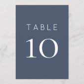 Simple Dusty Navy Blue Wedding Table Number Kaart (Voorkant)