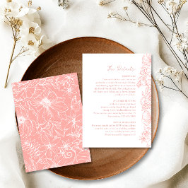 Simple Dusty Pink Floral Garden Wedding Details Informatiekaartje