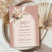 Simple Dusty Pink Pampas Grass Save the Date Card Kaart