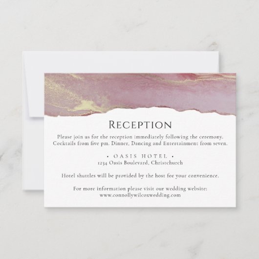 Simple Dusty Pink Wedding Information Kaart (Voorkant)