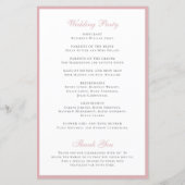 Simple Dusty Roos Elegant Formal Wedding Programme (Achterkant)
