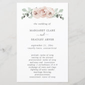 Simple Dusty Roos Floral Elegant Wedding Programme (Voorkant)