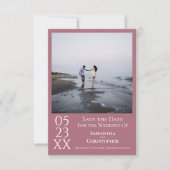 Simple Dusty Roos Modern Minimalist Photo Wedding Save The Date (Voorkant)