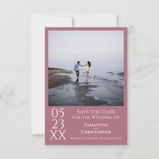 Simple Dusty Roos Modern Minimalist Photo Wedding Save The Date (Voorkant)