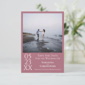 Simple Dusty Roos Modern Minimalist Photo Wedding Save The Date (Staand voorkant)
