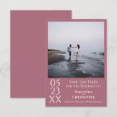 Simple Dusty Roos Modern Minimalist Photo Wedding Save The Date (Voorkant / Achterkant)