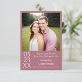 Simple Dusty Roos Modern Minimalist Photo Wedding Save The Date (Staand voorkant)