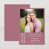 Simple Dusty Roos Modern Minimalist Photo Wedding Save The Date (Voorkant / Achterkant)