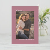 Simple Dusty Roos of Mauve Vertical Photo Wedding Kaart (Staand voorkant)